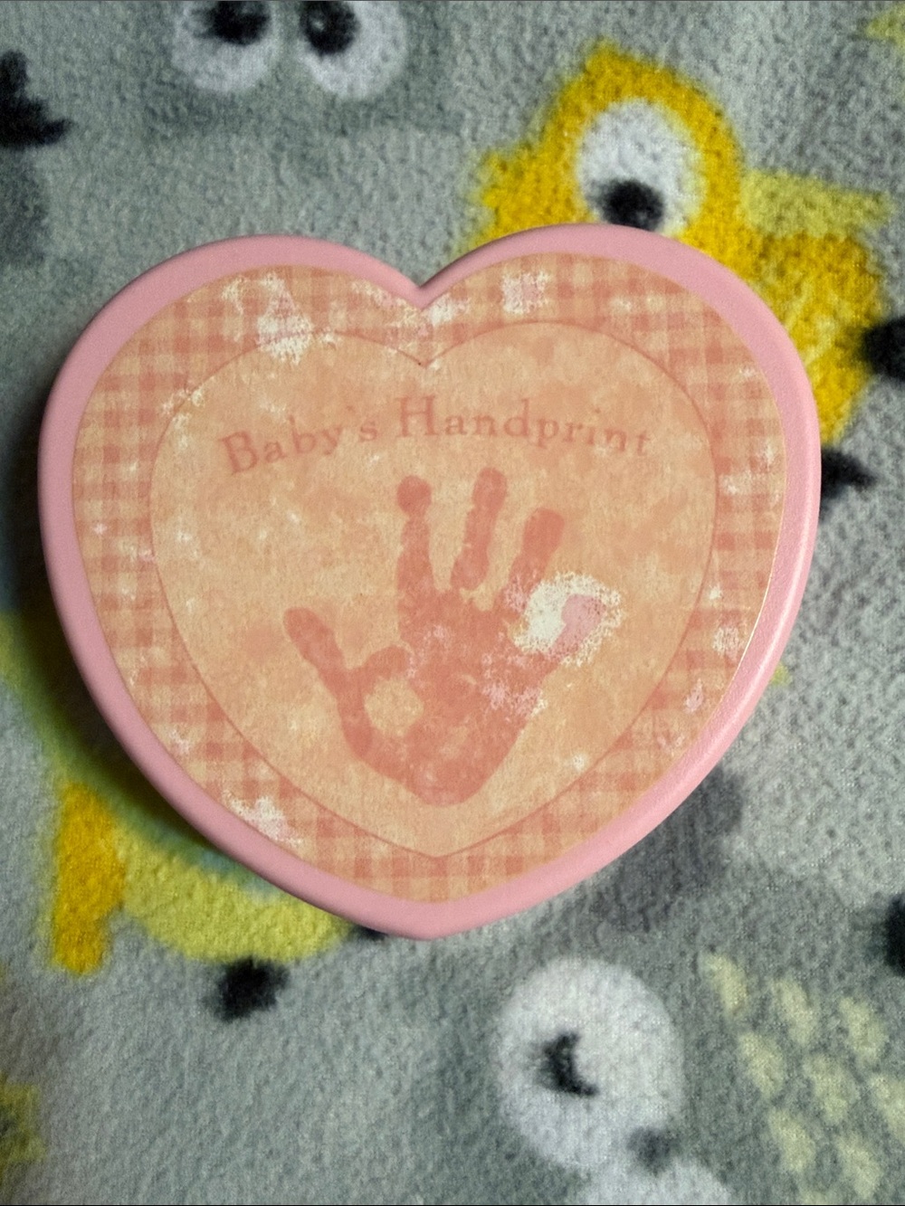 Pink Heart-Shaped Baby Handprint or Footprint Making Keepsake Box